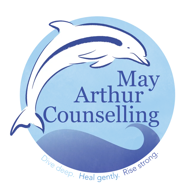 May Arthur Counselling full logo featuring the dolphin emblem and practice strapline